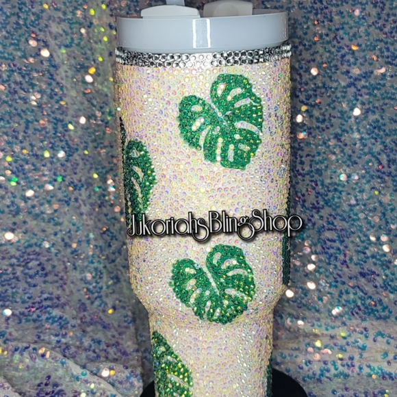 Monstera Bling Stanley Quencher Tumbler Cup 40oz Authentic - Picture 7 of 11